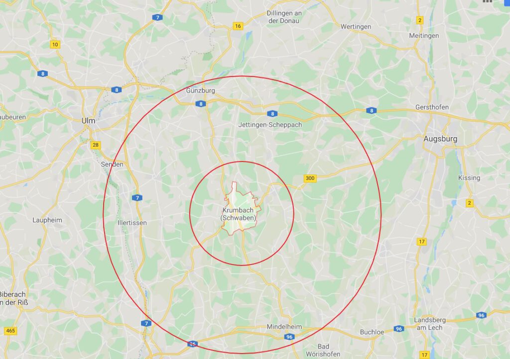 Krumbach Augsburg Ulm Map